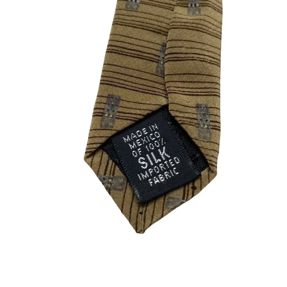 Bill Blass Tie Men's Necktie Silk Light Brown Gray Stripe Classic Office
